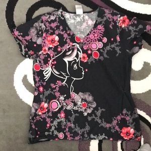 Black Tinker Bell Disney scrub top